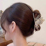 Big Butterfly Hair Clips for Women Set of 2 Large Non-Slip Strong Metal Butterfly Hair Claw