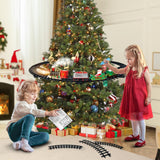 Christmas Train Set Around Tree Smoke Lights