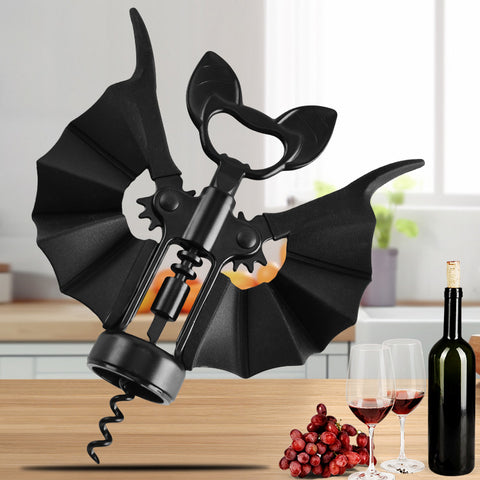 Bat Wine Corkscrew 2-in-1 Bottle Opener - Black