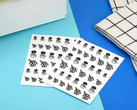 Middle Finger Nail Art Stickers 4 Sheets of Self-Adhesive Nail Decals 2 Styles x 6 Sizes Sticker Decal for Nail Designs