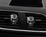 Skull Car Vent Clip 2 Pieces Silver Alloy Punk Car Essential Oil Diffuser Vent Clip Halloween Car Interior Decor