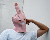 Middle Finger Mask Funny Halloween Head to Wear Latex Costume Mask with 4 Pieces Middle Finger Balloons