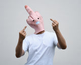 Middle Finger Mask Funny Halloween Head to Wear Latex Costume Mask with 4 Pieces Middle Finger Balloons