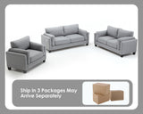 Modern Deep Seat Sofa Set 3 Pieces Living Room Furniture Set