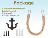 Nautical Toilet Paper Holder Beach-themed Wall-Mounted Anchor Rope Hand Towel Holder for Bathroom Lake House Decor