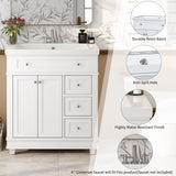 Bathroom Cabinet with Sink 30 Inch Solid Wood Frame Bathroom Vanity Cabinet with 2 Drawers and Soft Close Doors