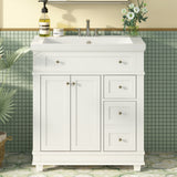 Bathroom Cabinet with Sink 30 Inch Solid Wood Frame Bathroom Vanity Cabinet with 2 Drawers and Soft Close Doors