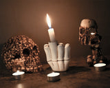 Middle Finger Candle Holder Skeleton Hand Resin Skull Decor