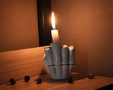 Middle Finger Candle Holder Skeleton Hand Resin Skull Decor