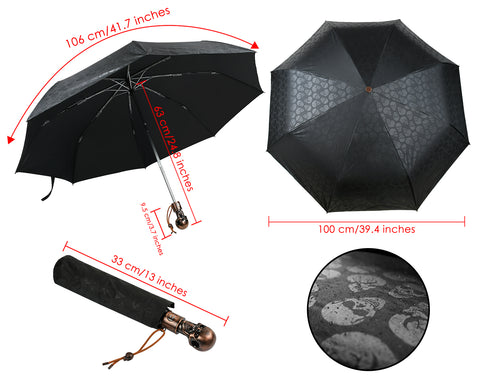 UV Umbrella Folding Umbrella Automatic Open and Close Skull Gothic Umbrella