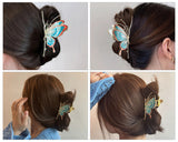 Big Butterfly Hair Clips for Women Set of 2 Large Non-Slip Strong Metal Butterfly Hair Claw