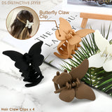 Butterfly Claw Clip Set of 4 Hair Clips for Thin Hair Matte Color Medium Claw Clips