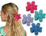 Flower Claw Clip Set of 4 Hair Clips for Thick Hair Matte Color Medium Claw Clips