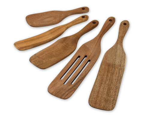 Wooden Spurtle Kit 5 Pieces Wood Spoons Kitchen Tools