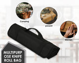 Knife Roll 10 Slots Plus 1 Pocket Canvas Chef Knife Bag for Meat Cleaver, Knife Hone, Utensils and Kitchen Tools Up to 12”