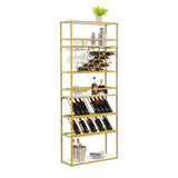 LED Tall Wine Rack Freestanding Floor 6-Tier Wine Rack With Glass Holder and Wine Storage, Wine Racks Countertop