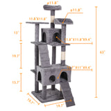 Tall Cat Tree Tower for Small Cats 63 Inch Cat Climbing Frame Multi-Level Cat Furniture with Cat Condo and Scratching Post