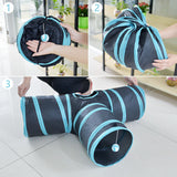 3 Ways Cat Tunnel Collapsible Pet Toy with Ball