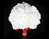 Silk Rose Wedding Bouquets with Crystal Decoration - Red