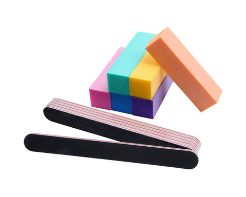 Nail Files and Buffer Blocks Set of 12 Manicure Tools for Shaping and Polishing