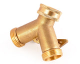 2-Way Brass Hose Tap Splitter 3/4'' Garden Hose Tap Connector with On/Off Valves