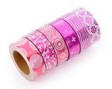 6 Pcs 1.5 cm Shinning Pattern Washi Masking Tape - Magenta