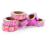 6 Pcs 1.5 cm Shinning Pattern Washi Masking Tape - Magenta