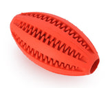 Non-Toxic Strong Rubber Dog Chew Ball Rugby Pet Toy - Red