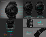 Waterproof Multifunction Digital LED Electric Sport Watch - Black