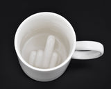 DS.DISTINCTIVE STYLE Ceramic Middle Finger Coffee Cup 350ml 11.8oz Funny Coffee Mug Tea Cup with Middle Finger - White