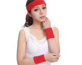 3 Pieces Elastic Sport Headband Wristband Set - Black