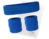 3 Pieces Elastic Sport Headband Wristband Set - Blue