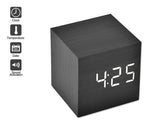 Wood Cube LED Alarm Clock with Date Time Temperature