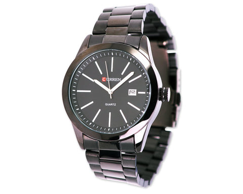 CURREN Black Steel Date Display Men's Casual Wrist Watch - Black