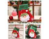 3 Pieces Christmas Stockings with Santa Claus Pattern - Red and Green