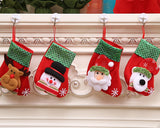 3 Pieces Christmas Stockings with Santa Claus Pattern - Red and Green