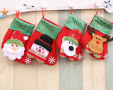 3 Pieces Christmas Stockings with Santa Claus Pattern - Red and Green