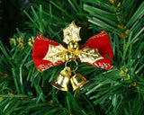 12 Pieces Bow Christmas Ornaments with Bells - Red