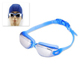 Swimming Goggles with Anti-fog Mirror Lens and Case - Blue