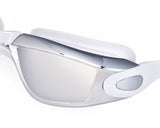 Swimming Goggles with Anti-fog Mirror Lens and Case - White