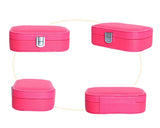 Fashion Jewelry Box Organizer with Mirror - Hot Pink