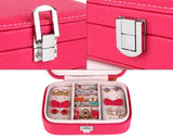 Fashion Jewelry Box Organizer with Mirror - Hot Pink