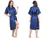 Long Style Satin Bath Robe for Women - Red