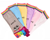 Facial Emotion Pattern 6 Pairs Five Fingers Toe Socks - Set B