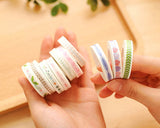 5 Pcs 10m Fresh Pattern Narrow Decorative Washi Tapes