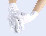 White Cotton Gloves with Snap Closure 6 Pairs Parade Gloves for Polices