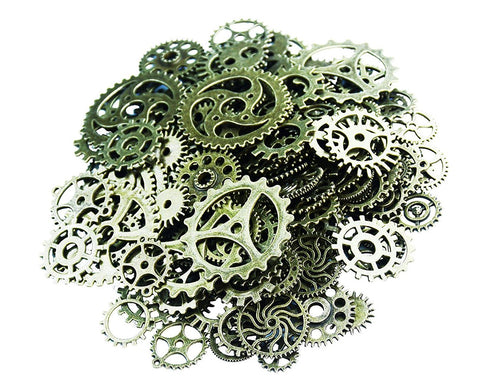 150 Grams Steampunk Gear Cog Charms  for Jewelery Making - Bronze