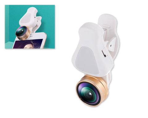 3 in 1 Clip on Phone Camera Lens with Fisheye Lens - Gold