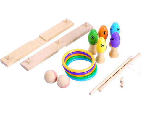 3 in 1 Wooden Educational Toy Ring Toss Game Set for Kids