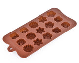 Silicone Flower Shape Chocolate Mold Tray Set of 2 - Brown